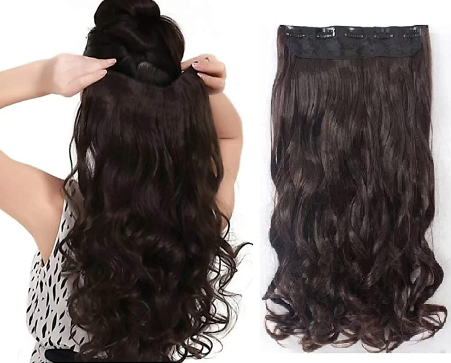 24 Inches " Clip In Hair Extensions " + Free Hair Bun