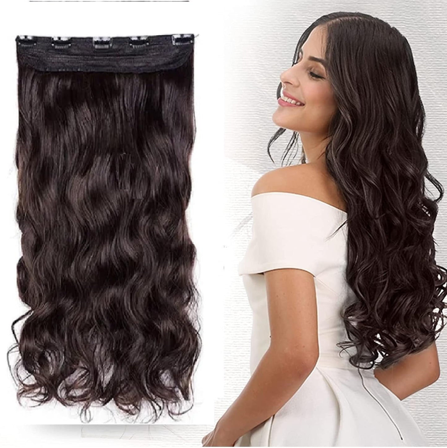 24 Inches " Clip In Hair Extensions " + Free Hair Bun