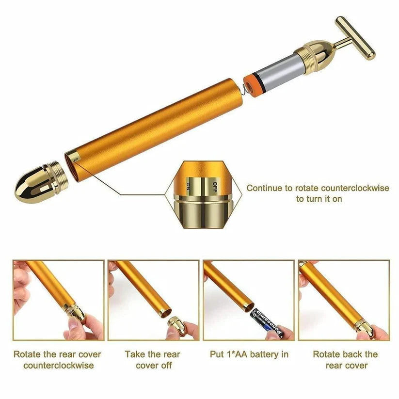 24K Gold Electric Facial Massage Roller 🌟50% OFF🌟🌟