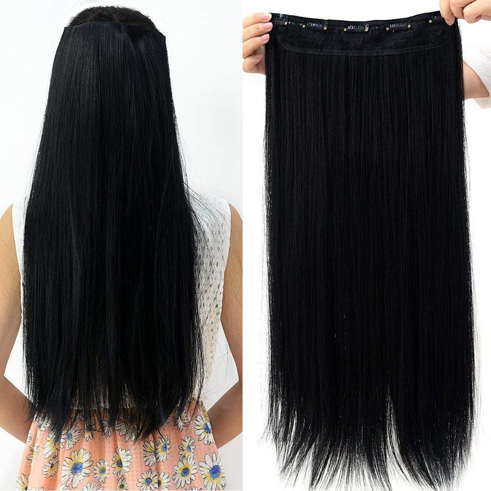 24 Inches " Clip In Hair Extensions " + Free Hair Bun