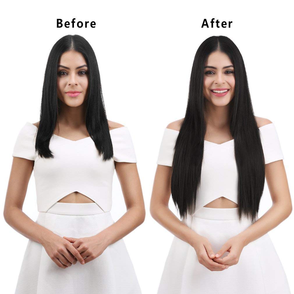 24 Inches " Clip In Hair Extensions " + Free Hair Bun