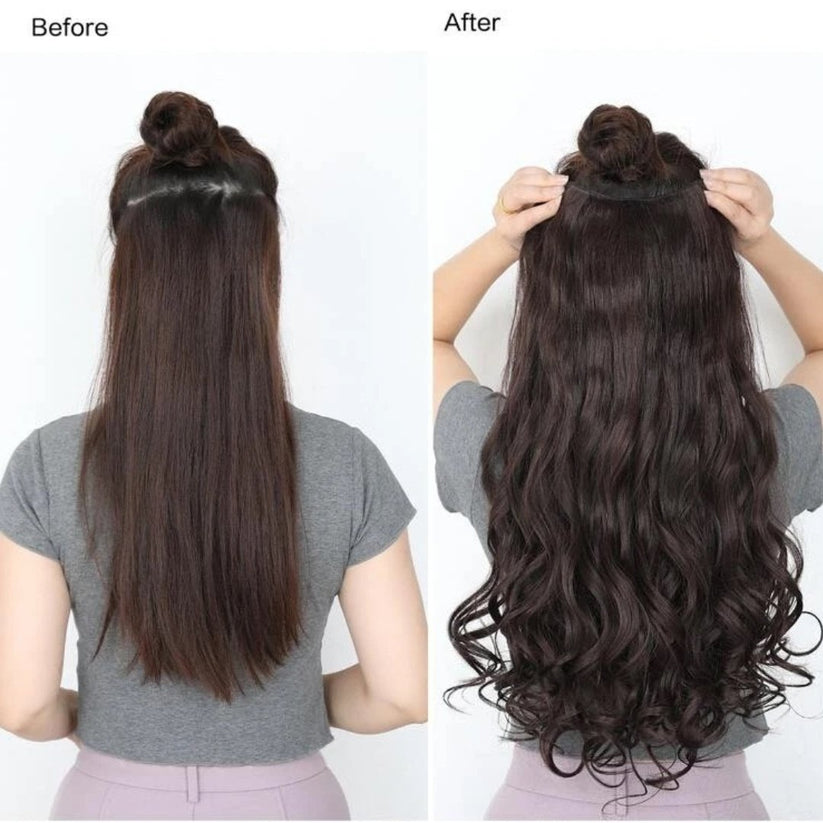 24 Inches " Clip In Hair Extensions " + Free Hair Bun