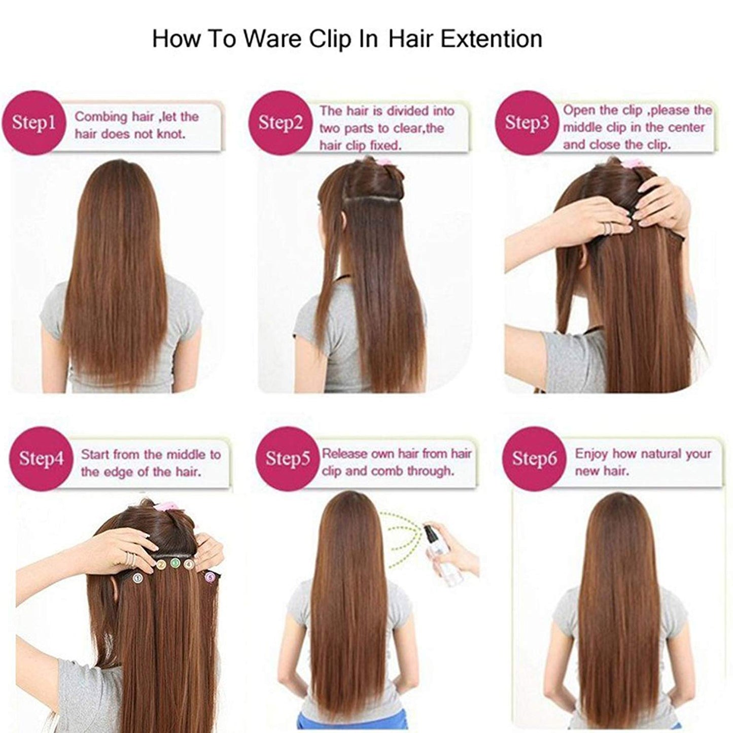 24 Inches " Clip In Hair Extensions " + Free Hair Bun