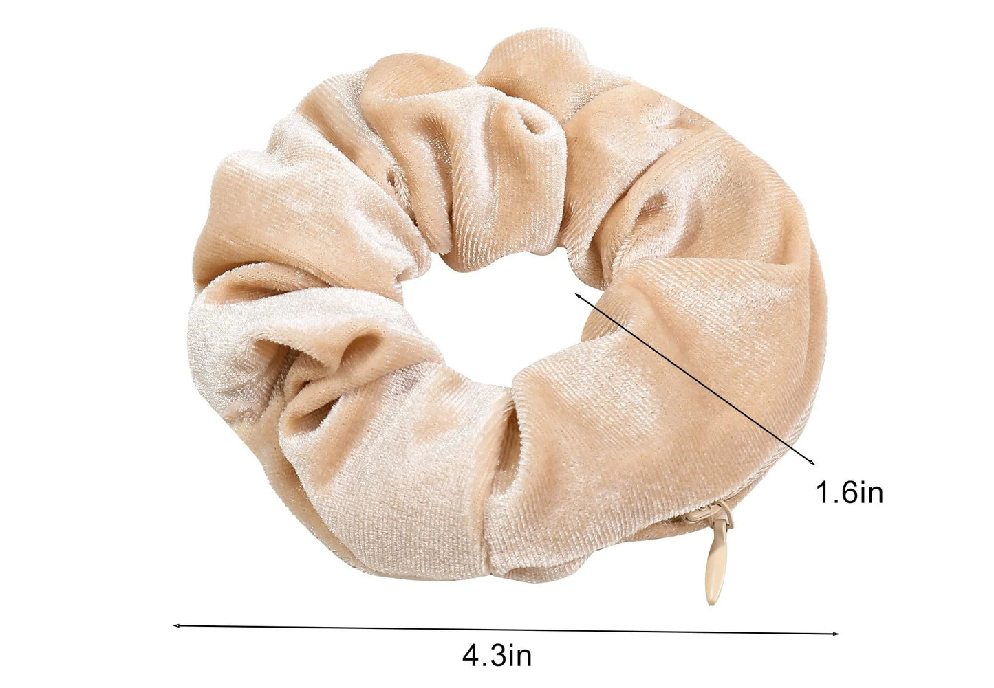 Velvet Hair Ties with Zipper - Set of 3 Pieces
