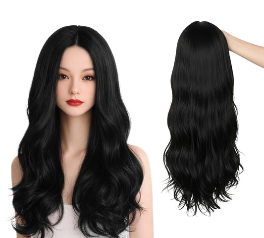 Hair Wig Full Head For Women and Girls, Real Hair Wig for women Length Natural Looking Wig with Adjustable Cap | Fashion, Party & Cosplay Use Includes 2 Pcs Wig Cap ((066F NB + 2pc Wig Cap) Black)