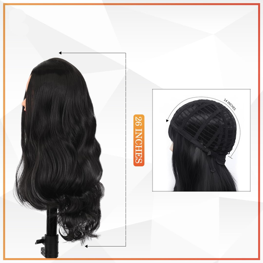 Hair Wig Full Head For Women and Girls, Real Hair Wig for women Length Natural Looking Wig with Adjustable Cap | Fashion, Party & Cosplay Use Includes 2 Pcs Wig Cap ((066F NB + 2pc Wig Cap) Black)