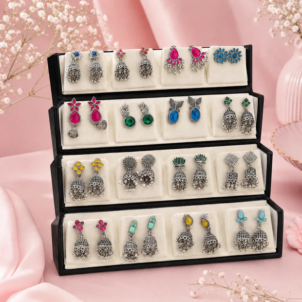 Premium Oxidised Earrings Combo Box – 16 Stylish Pairs for Every Occasion