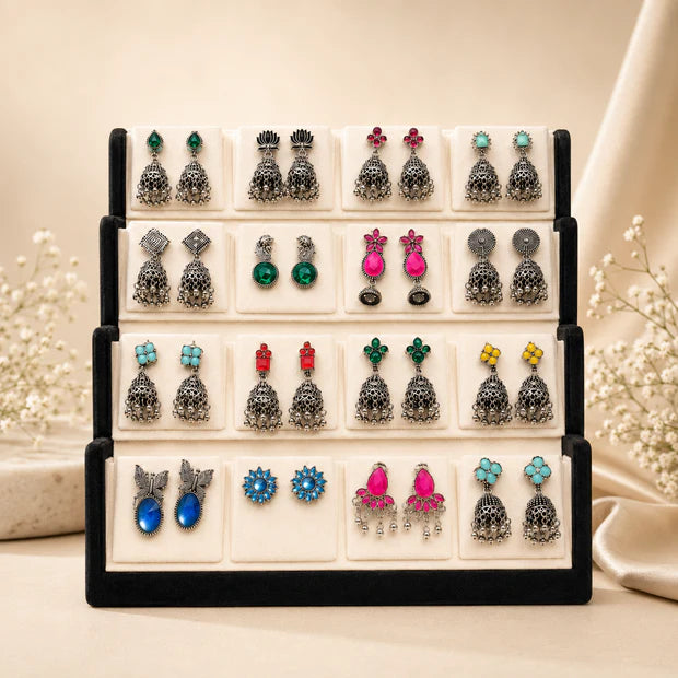 Premium Oxidised Earrings Combo Box – 16 Stylish Pairs for Every Occasion