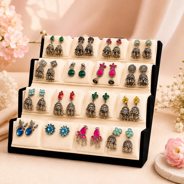 Premium Oxidised Earrings Combo Box – 16 Stylish Pairs for Every Occasion