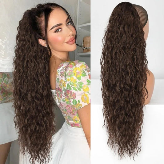 Curly Wavy Frizzy Hair Extension with Ponytail
